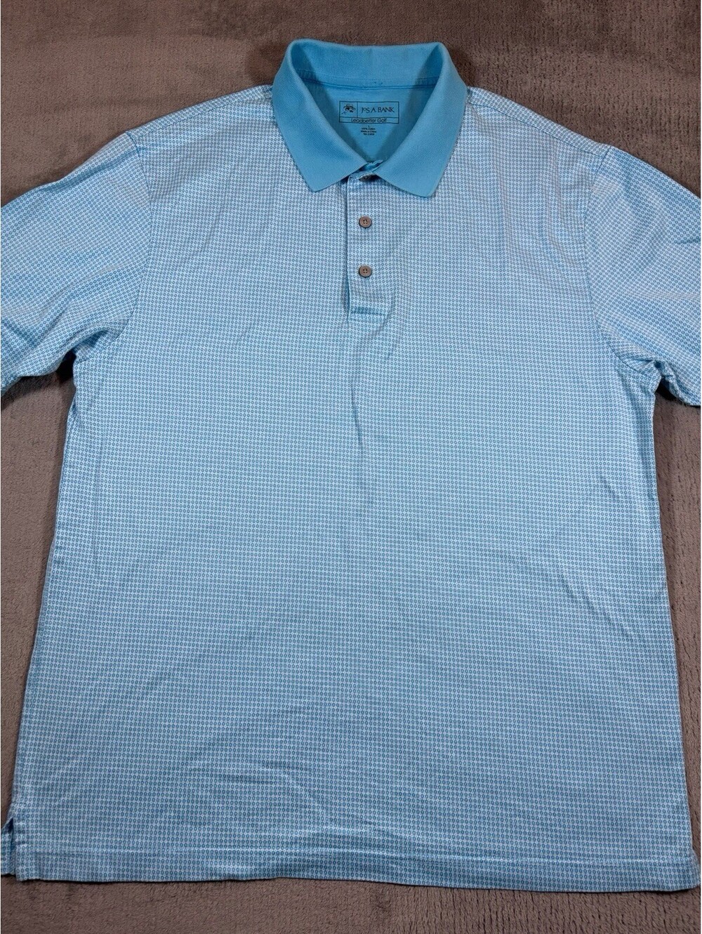 Jos A Bank Men’s Polo Aqua/White Checked Leadbetter Golf Size Large Cotton